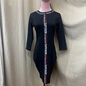 Redfox  Black  Graphic Print  Bodycon  Longsleeve  Dress  Size M  NWT